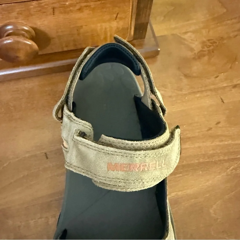 Merrell mens 13 Moab Drift dark earth Sandals brown strap beach‎ leather
